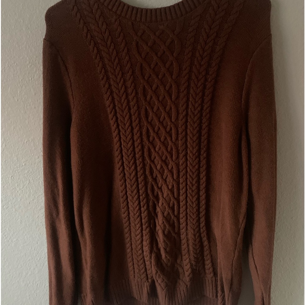Adorable and Comfortable Brown Cable Knit Sweater
